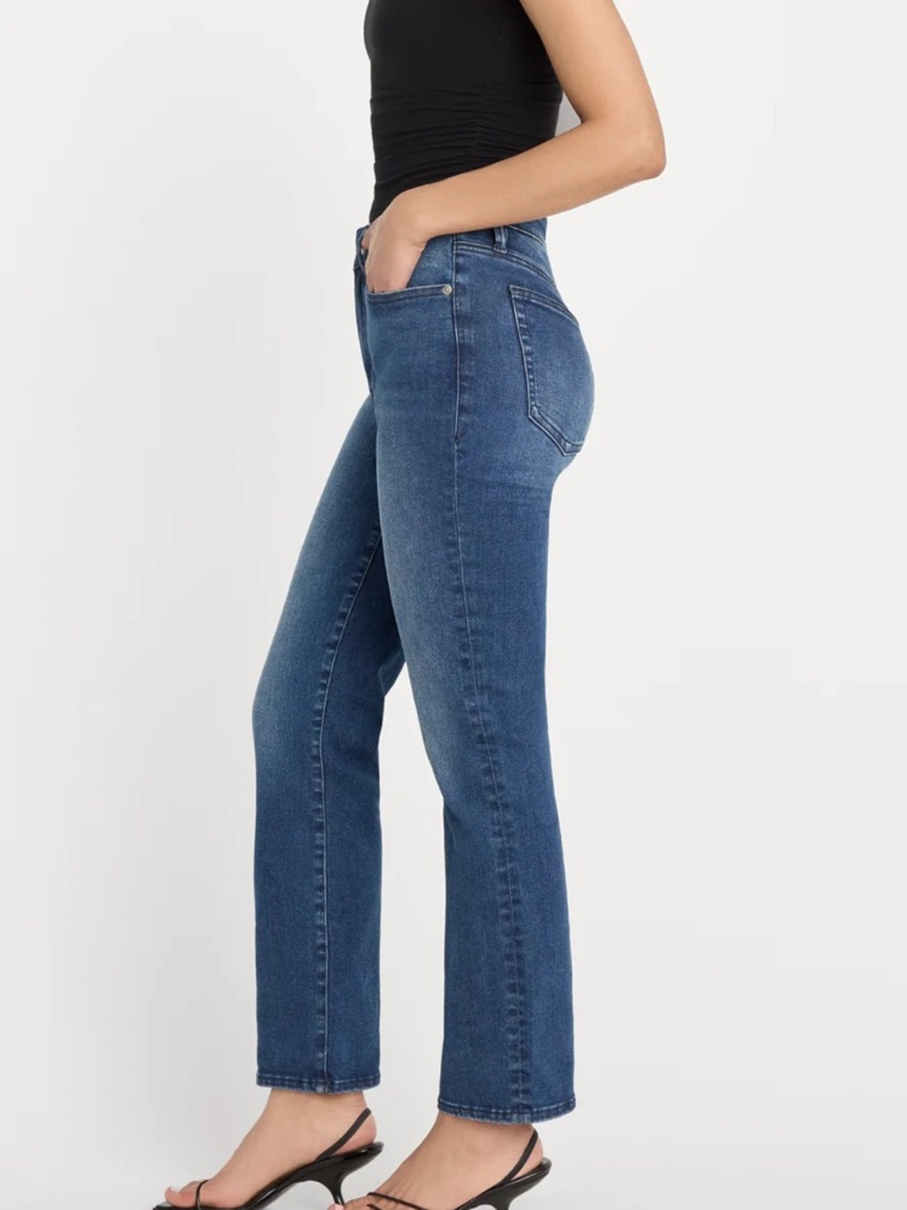 Good American Midrise Good Legs Straight Blue Jeans